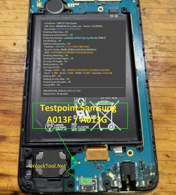 Test Point SM-A013G Test point SM-A013F Test point SM-A013M