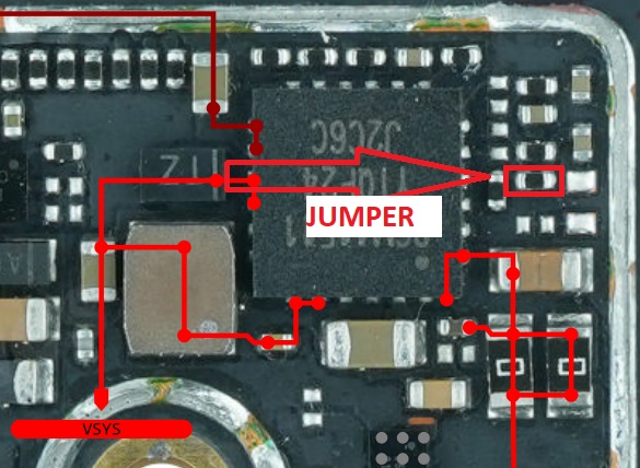 Jika setelah remove Resistor Hp jadi restart, jangan panik,,.BUka area Ic CHARGER JUMper seperti di Foto