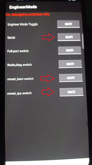 Klik Serial, rmnet_bam ,rmnet_ipa , Kolom Confirm isi 6776