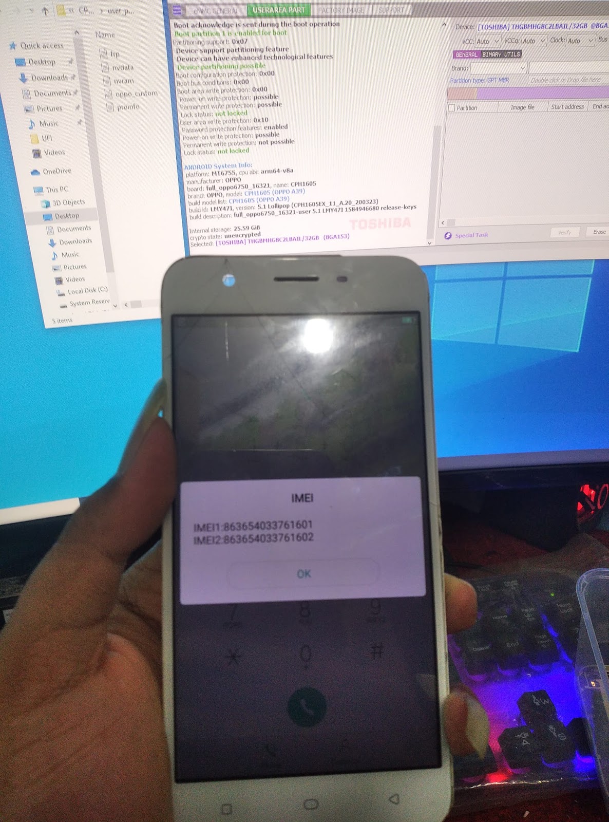Oppo a39 cph1605 dump emmc